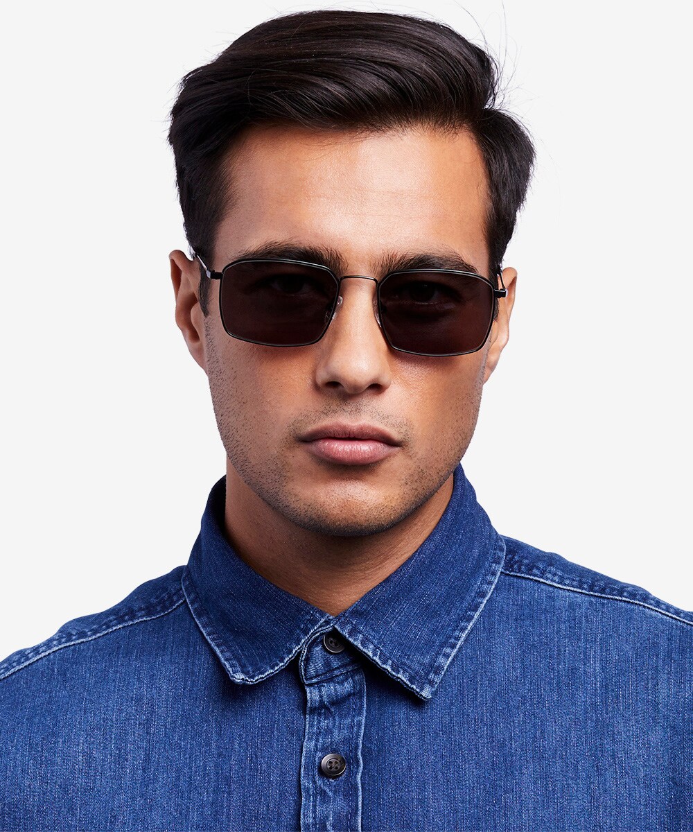 Men's Modern Keyhole Horn Rimmed Round Sunglasses - Can You See Me Eyewear